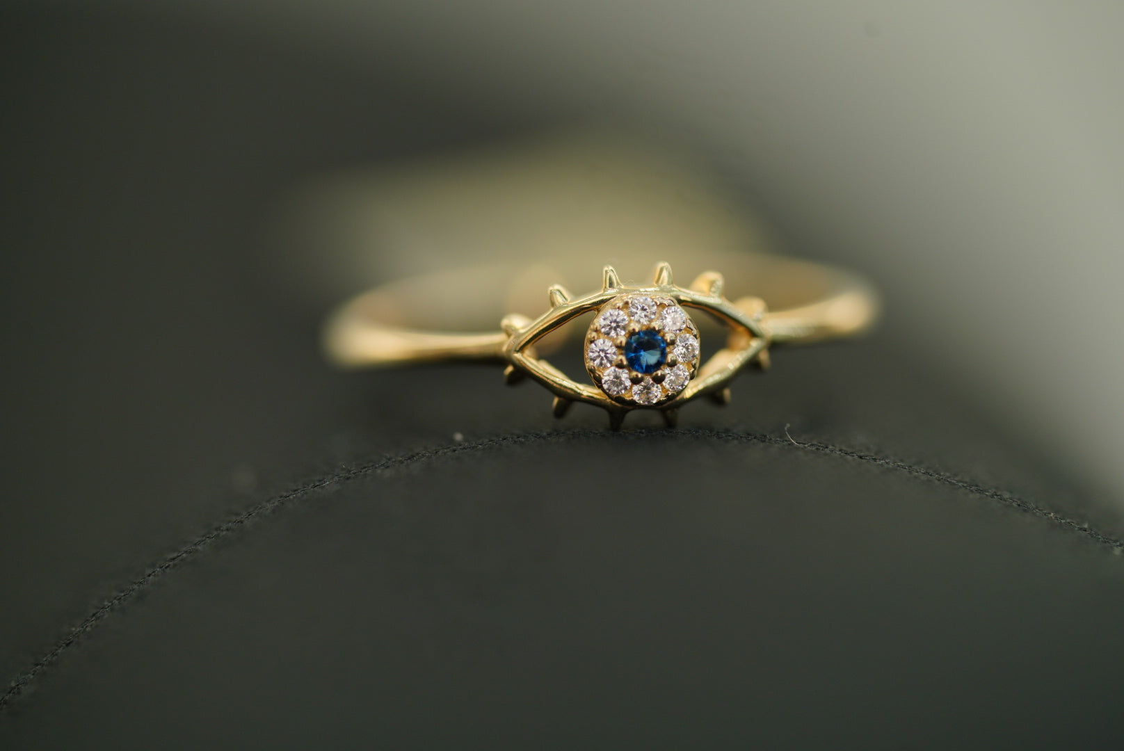 14k Evil Blue Eye Ring