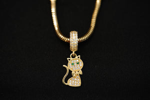 14k Crystals Cat Charm