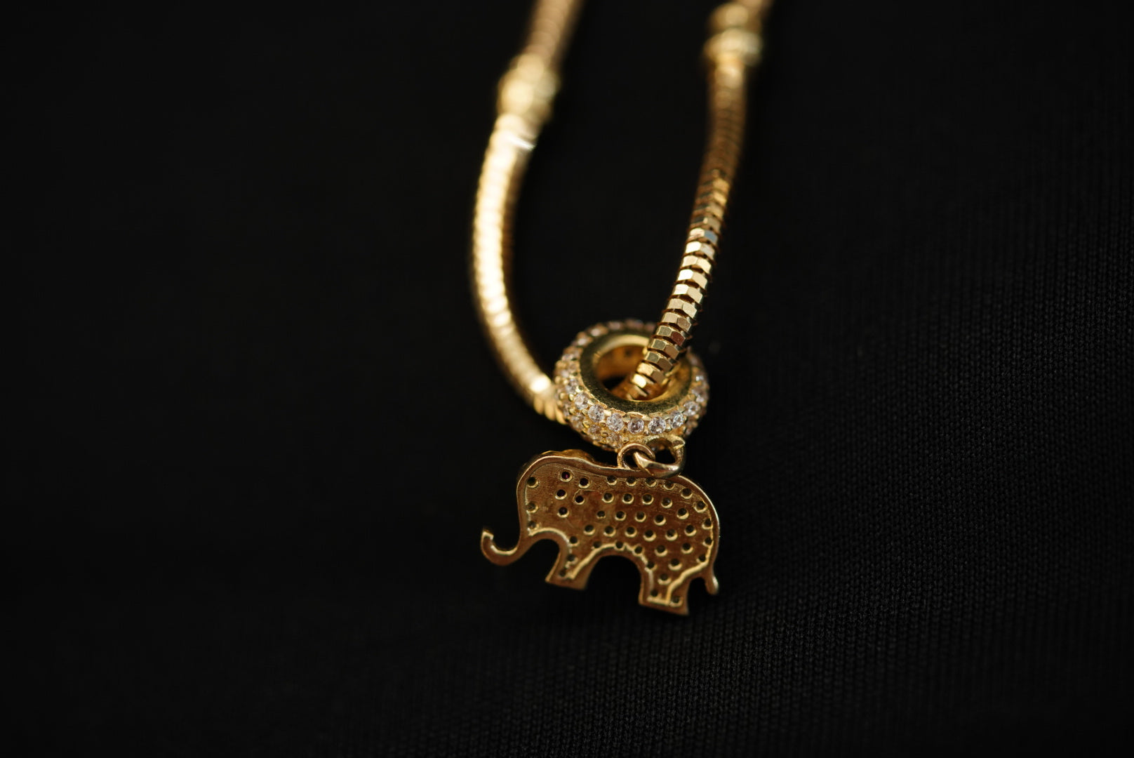 14k Crystal Elephant Charm