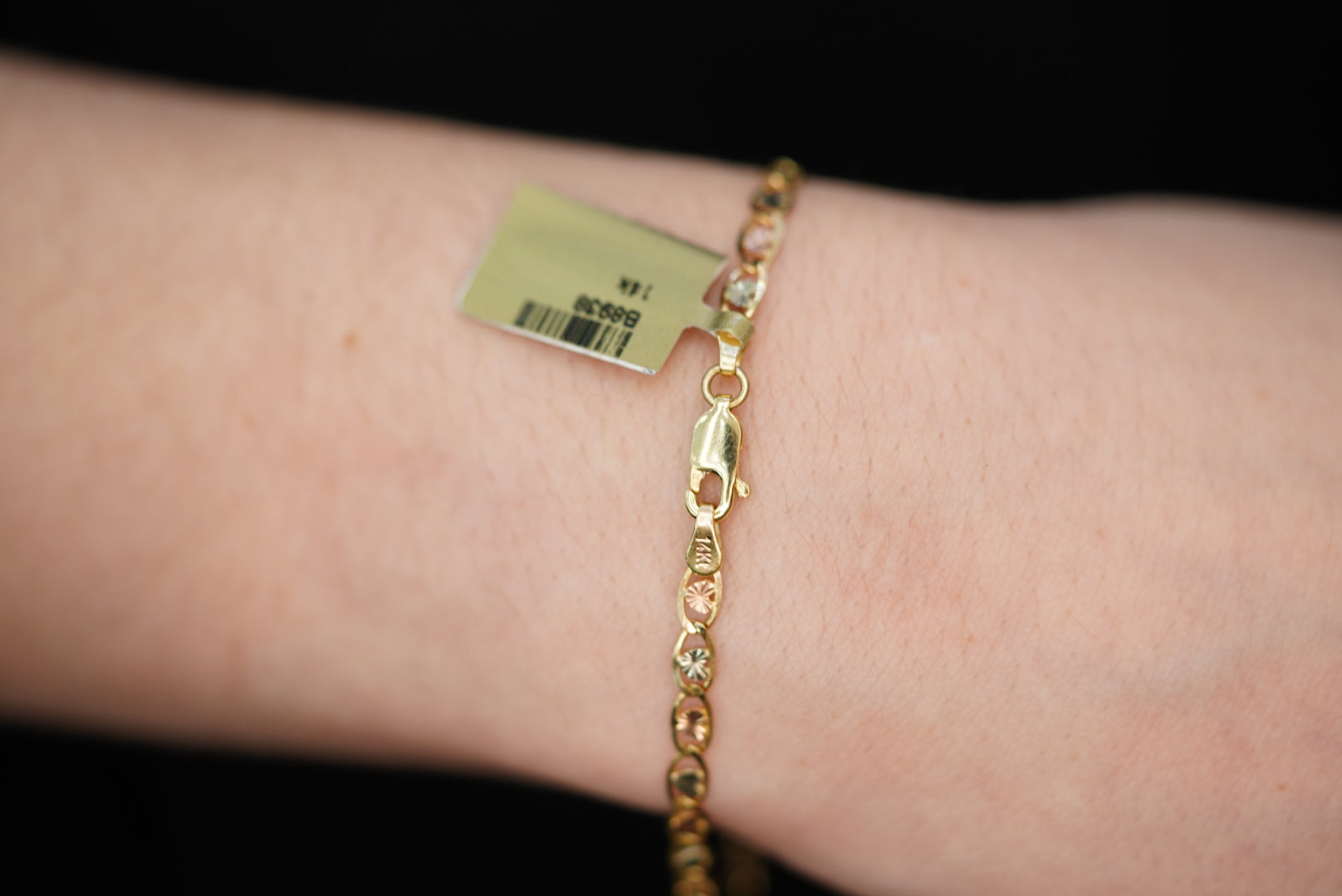 14k Three Gold Heart Bracelet