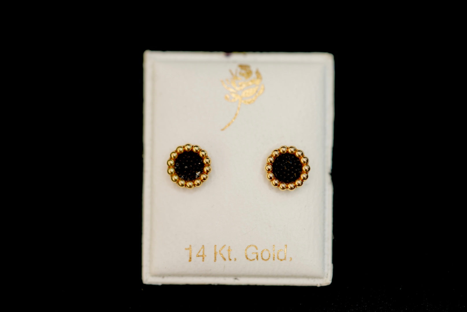 14k Circle Black Earring