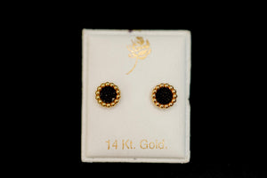 14k Circle Black Earring