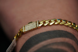 10k Cuban Link with Crystal Closure Bracelet