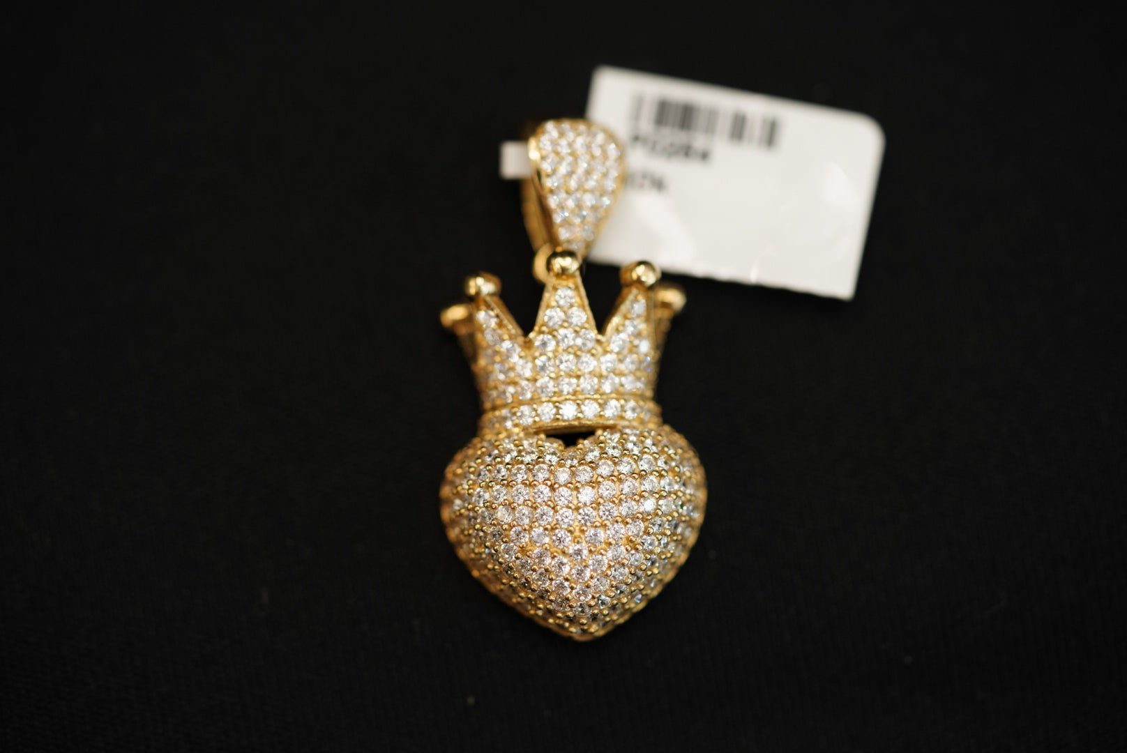 10k Crowned Heart with Crystals Pendant