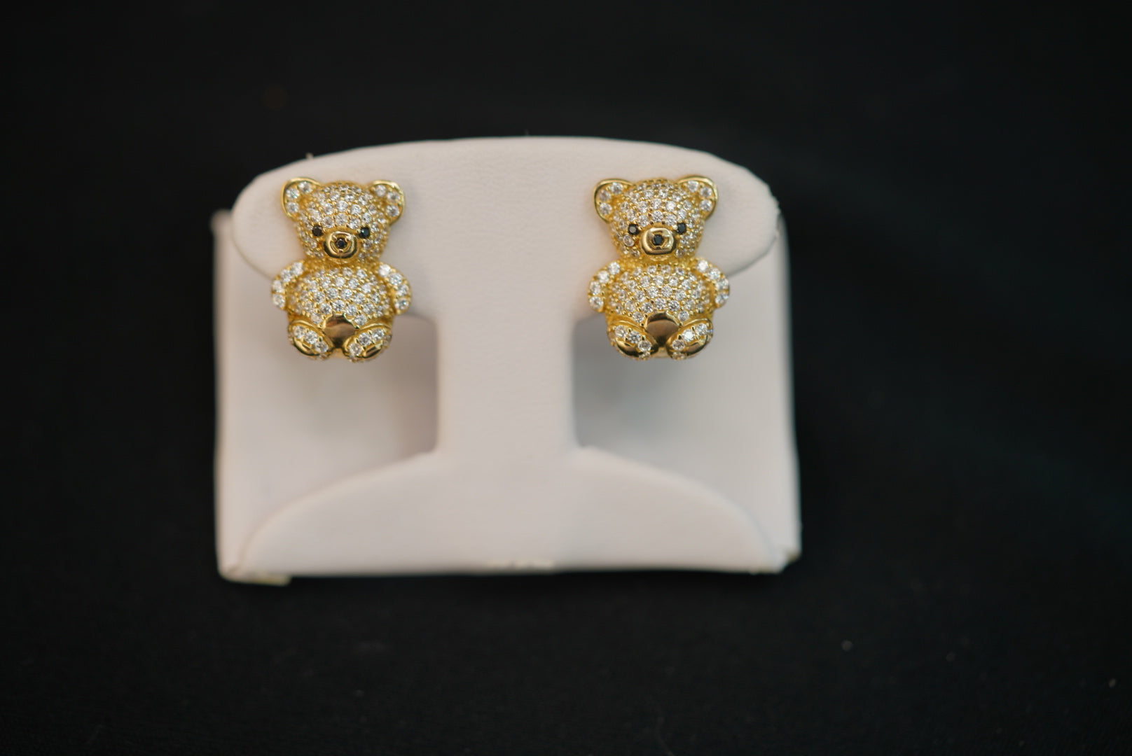 10k Crystal Bear Earring