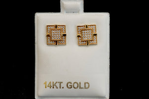 14k Doble Square with Crystals Earring