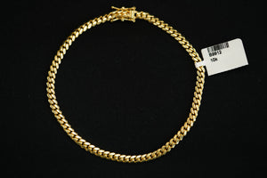 10k Solid Cuban Link 4mm Bracelet