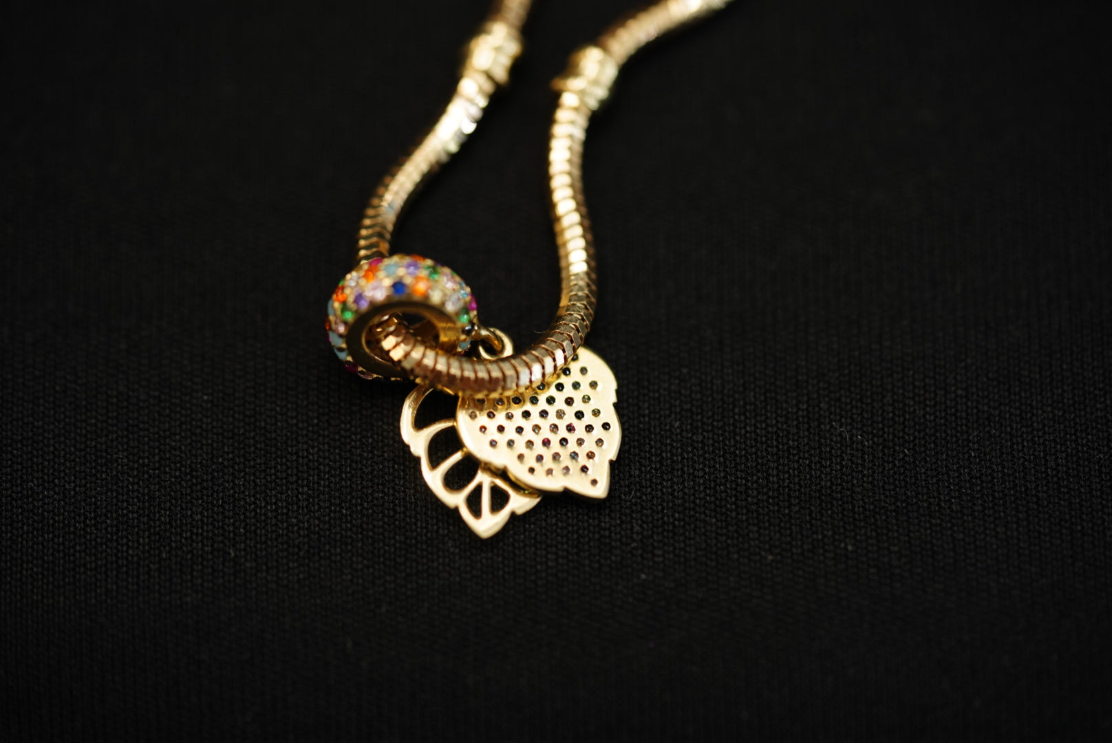 14k Colorfull Leaf Charm