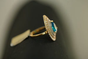 14k Crystal Water Drop Ring