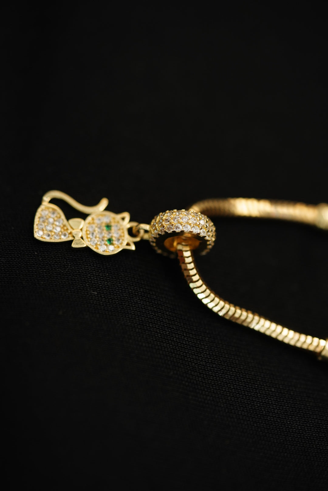 14k Crystals Cat Charm