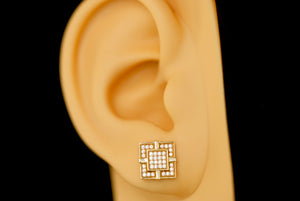 14k Doble Square with Crystals Earring