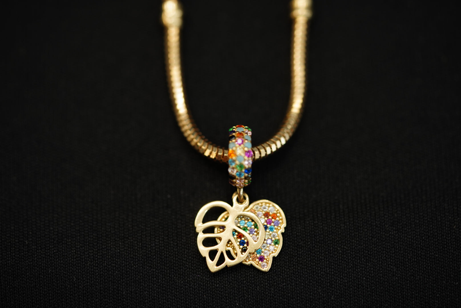 14k Colorfull Leaf Charm