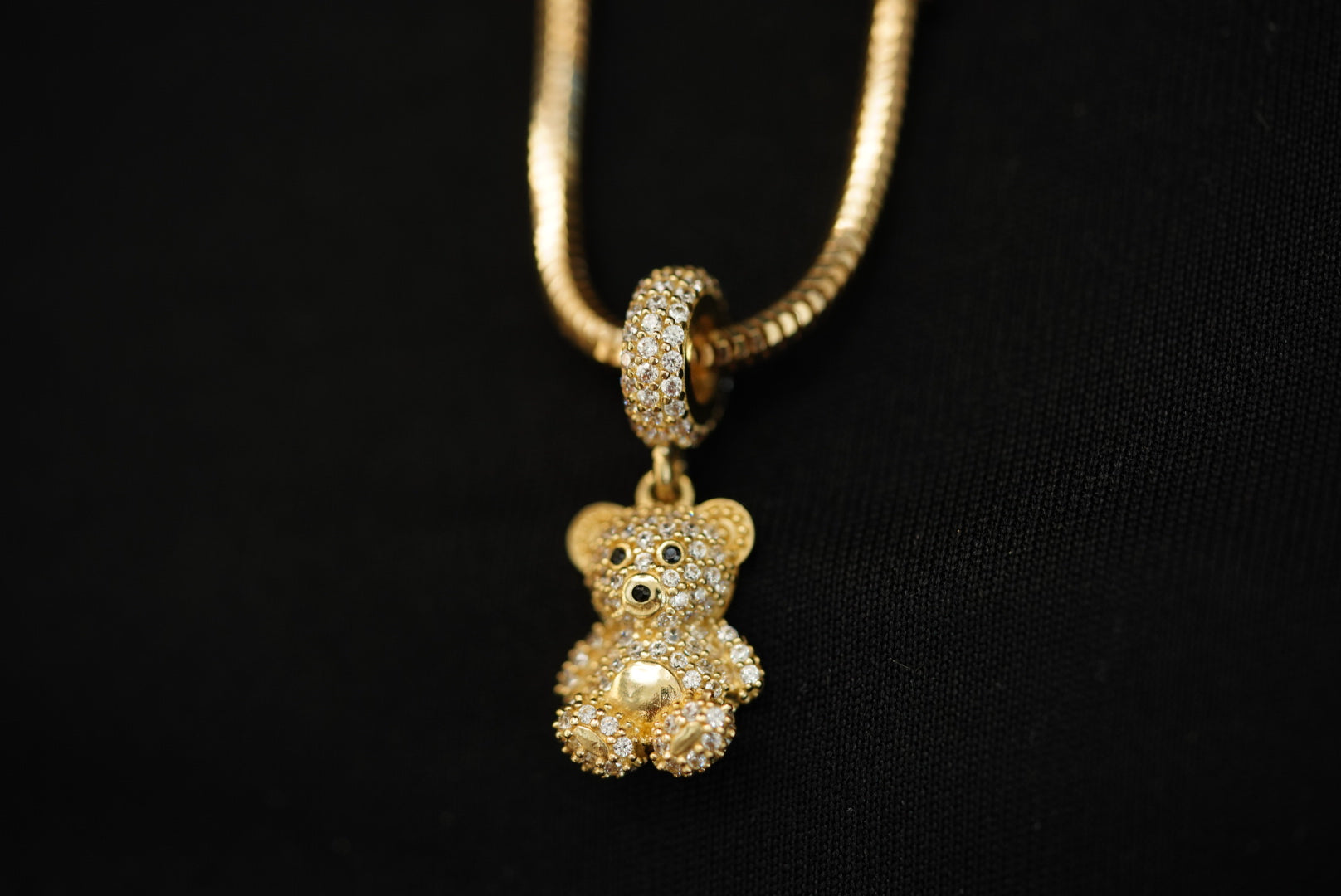 14k Bear with Crystals Charm