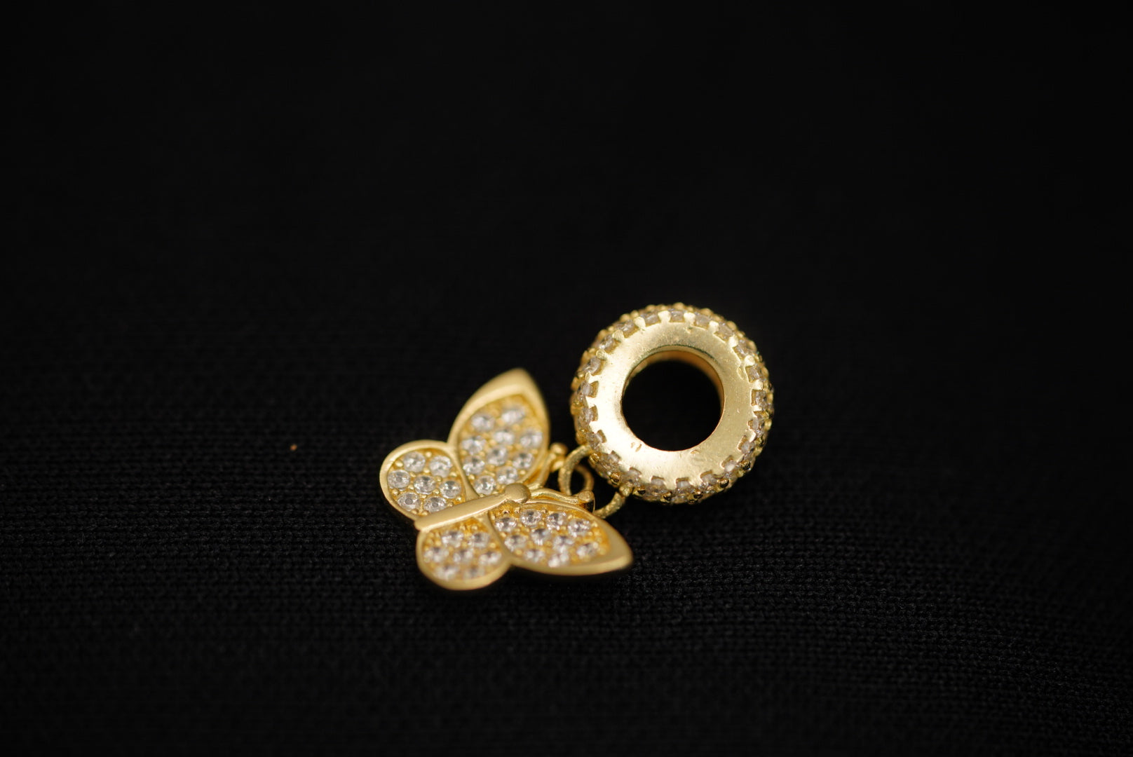 14k Crystal Butterfly Charm