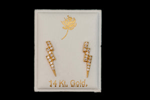 14k Crystal Ray Earring