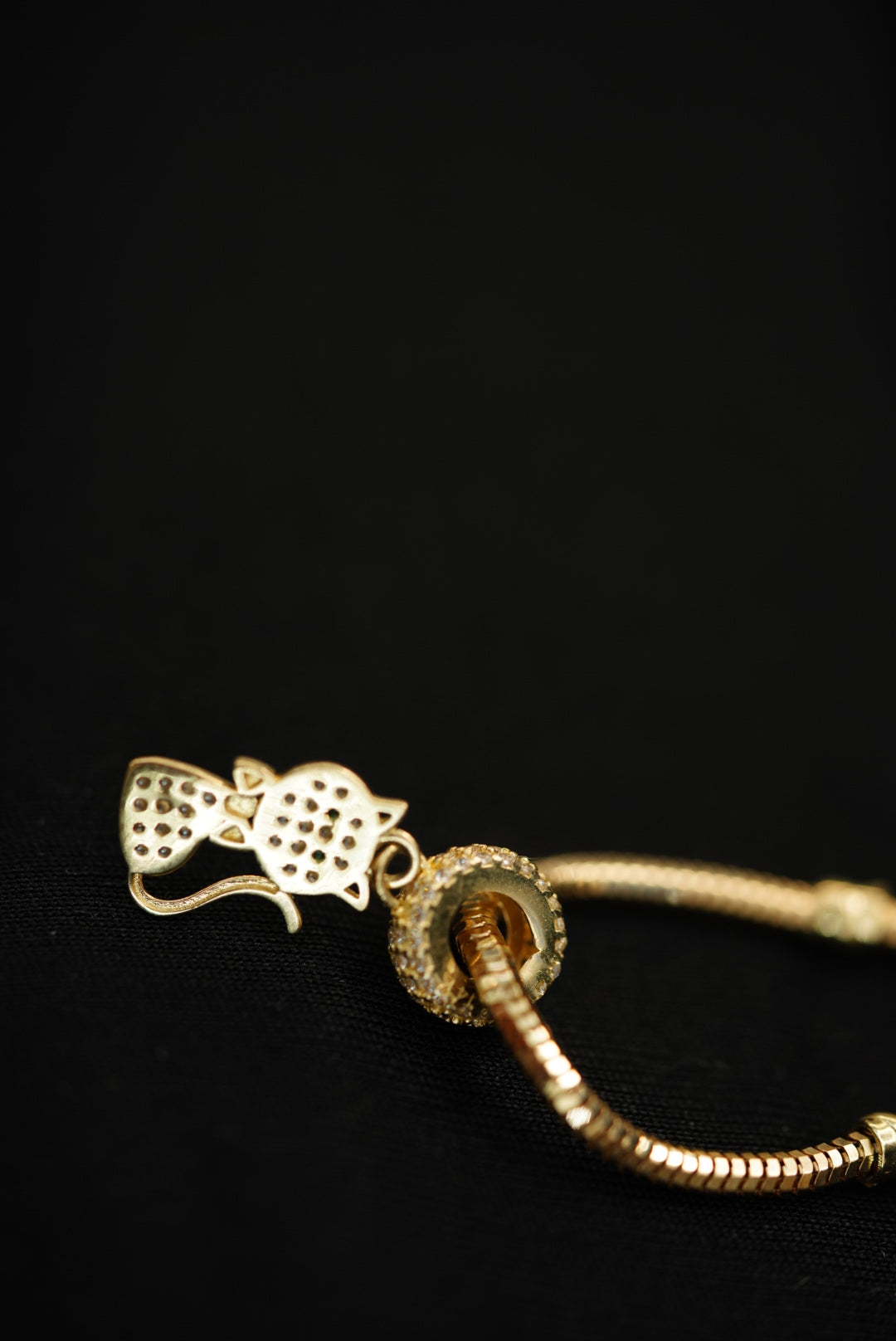 14k Crystals Cat Charm