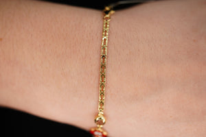 14k Flower Red and Blue Eye Bracelet