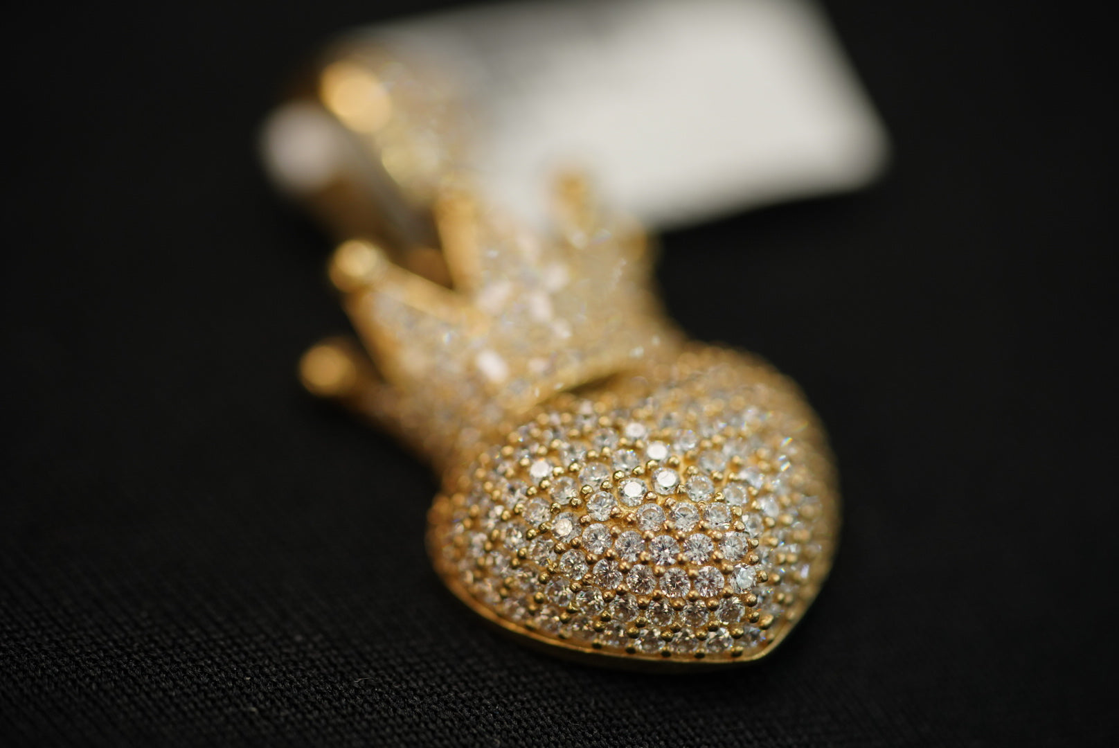 10k Crowned Heart with Crystals Pendant