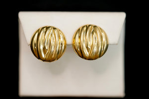 14k Circle with Curve Lines Earring