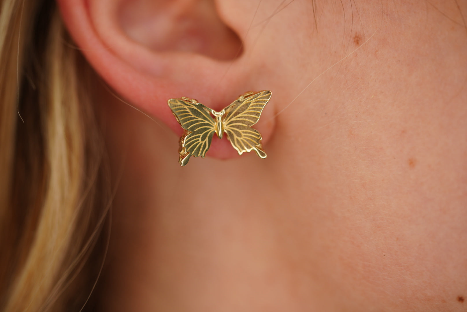 14k Butterfly Earring