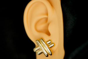 14k/10k X with Double Lines Earring