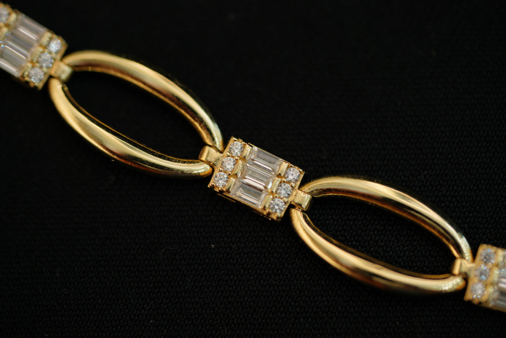 14k Oval with Square Crystals Ring