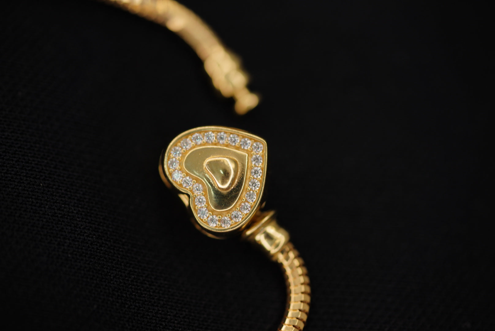 14k Cable with Crystal Heart Clasp Bracelet