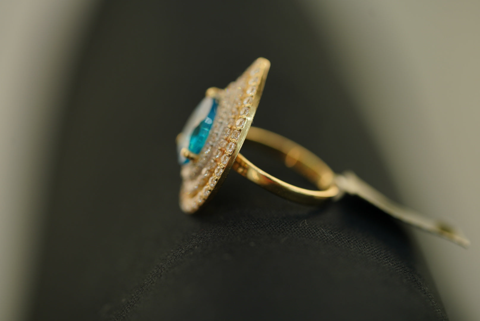 14k Crystal Water Drop Ring