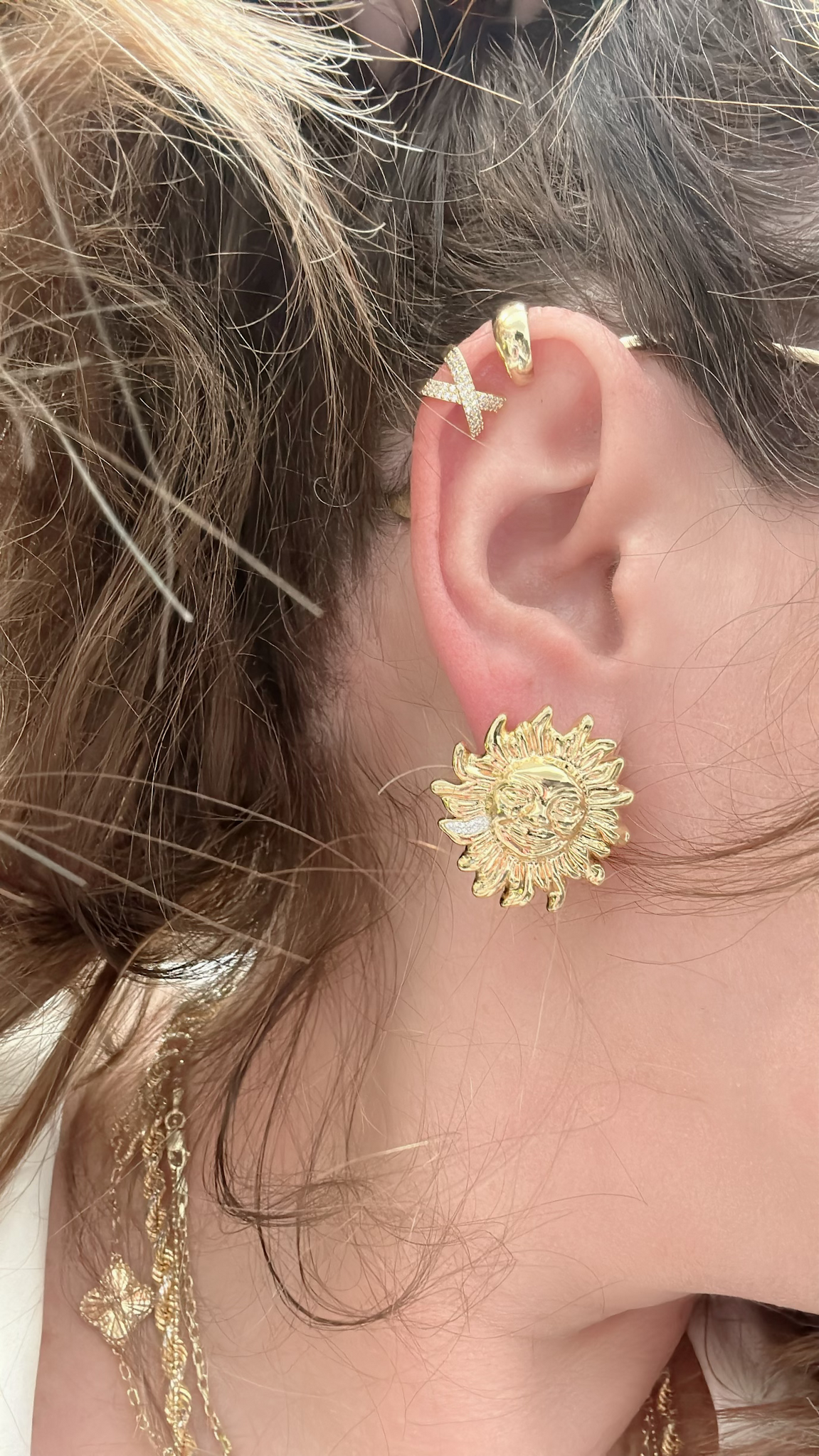 sun earrings 14k