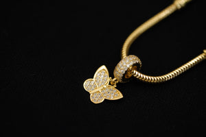 14k Crystal Butterfly Charm