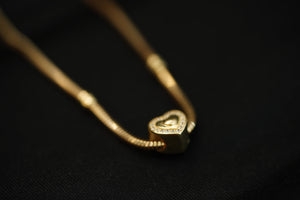 14k Heart Outlined with Crystals Charm