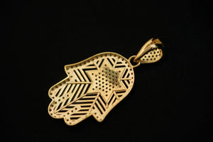 14k Hamsa Hand and Star with Crystal Pendant