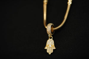 14k Hamsa Hand with Crystals Charm