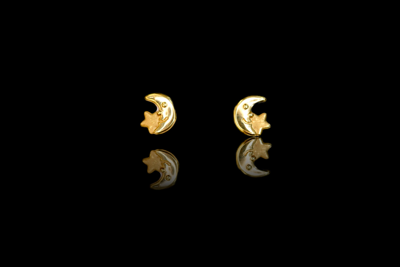 14k Moon with a Star Earring