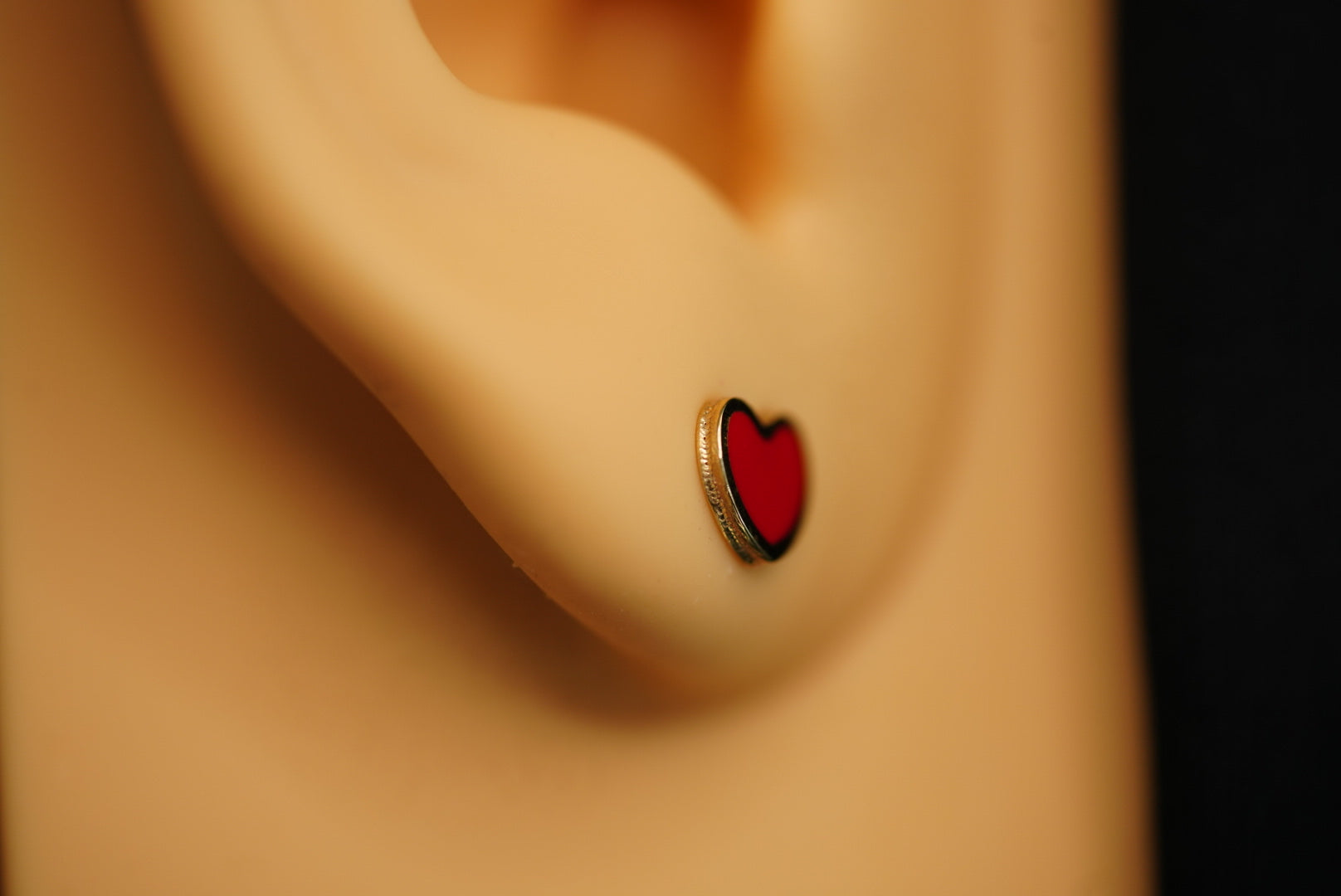 14k Red Mini Heart Stud Earring