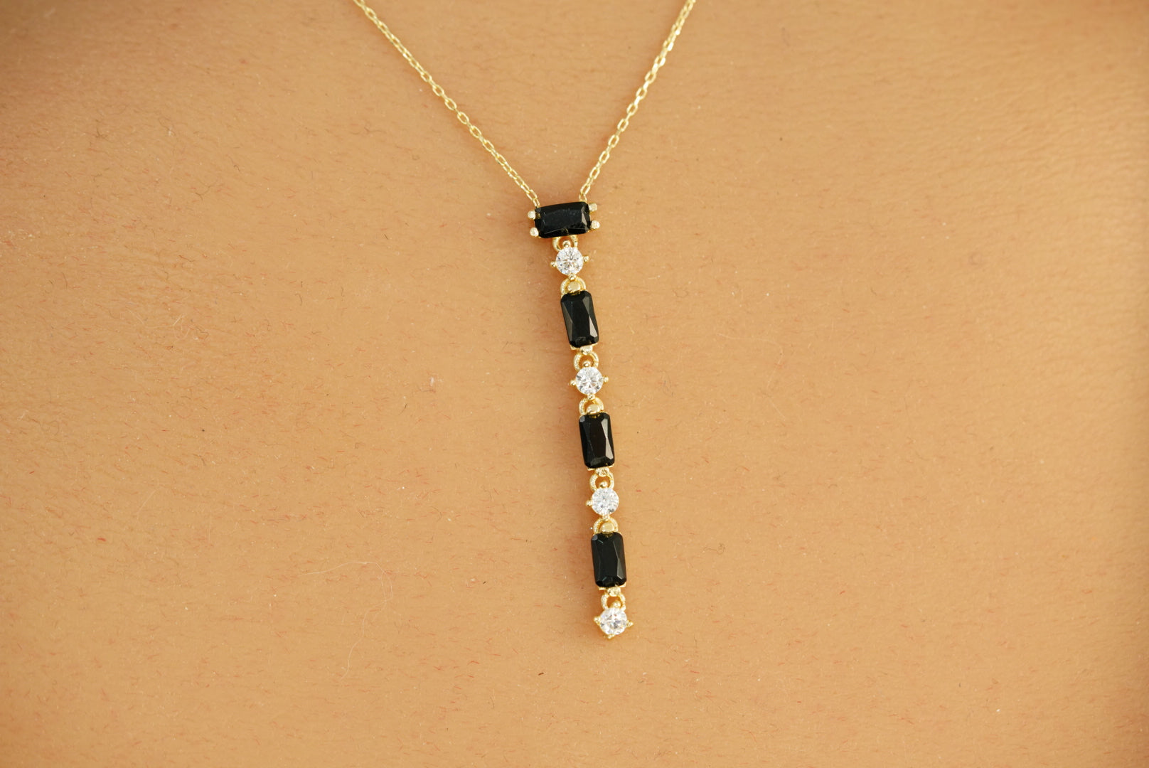 14k Black and Crystals Necklace