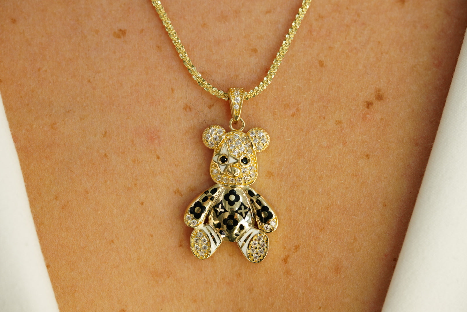 14k Bear Necklace and FREE Earring