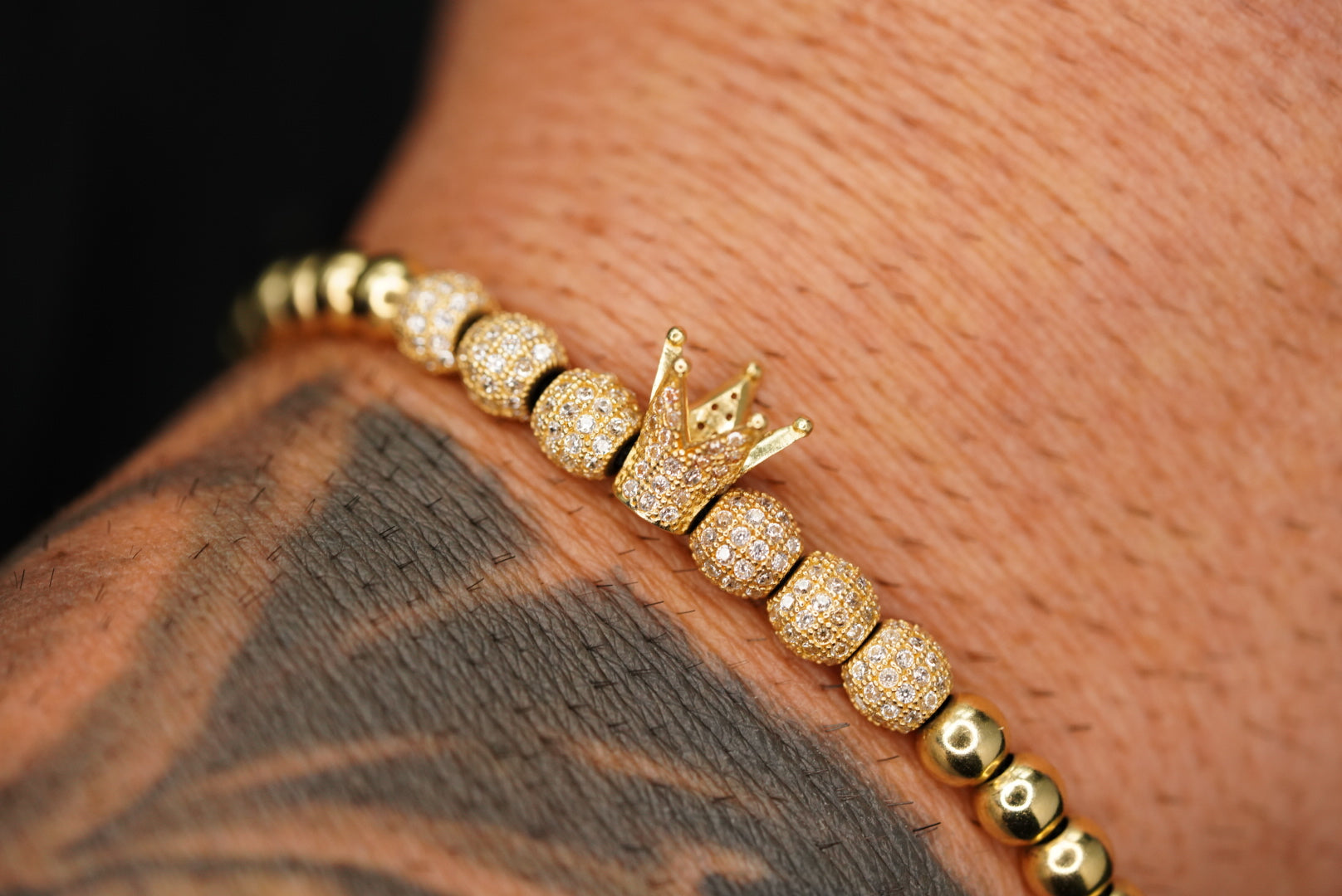 14k Crown Crystal Adjustable Bracelet