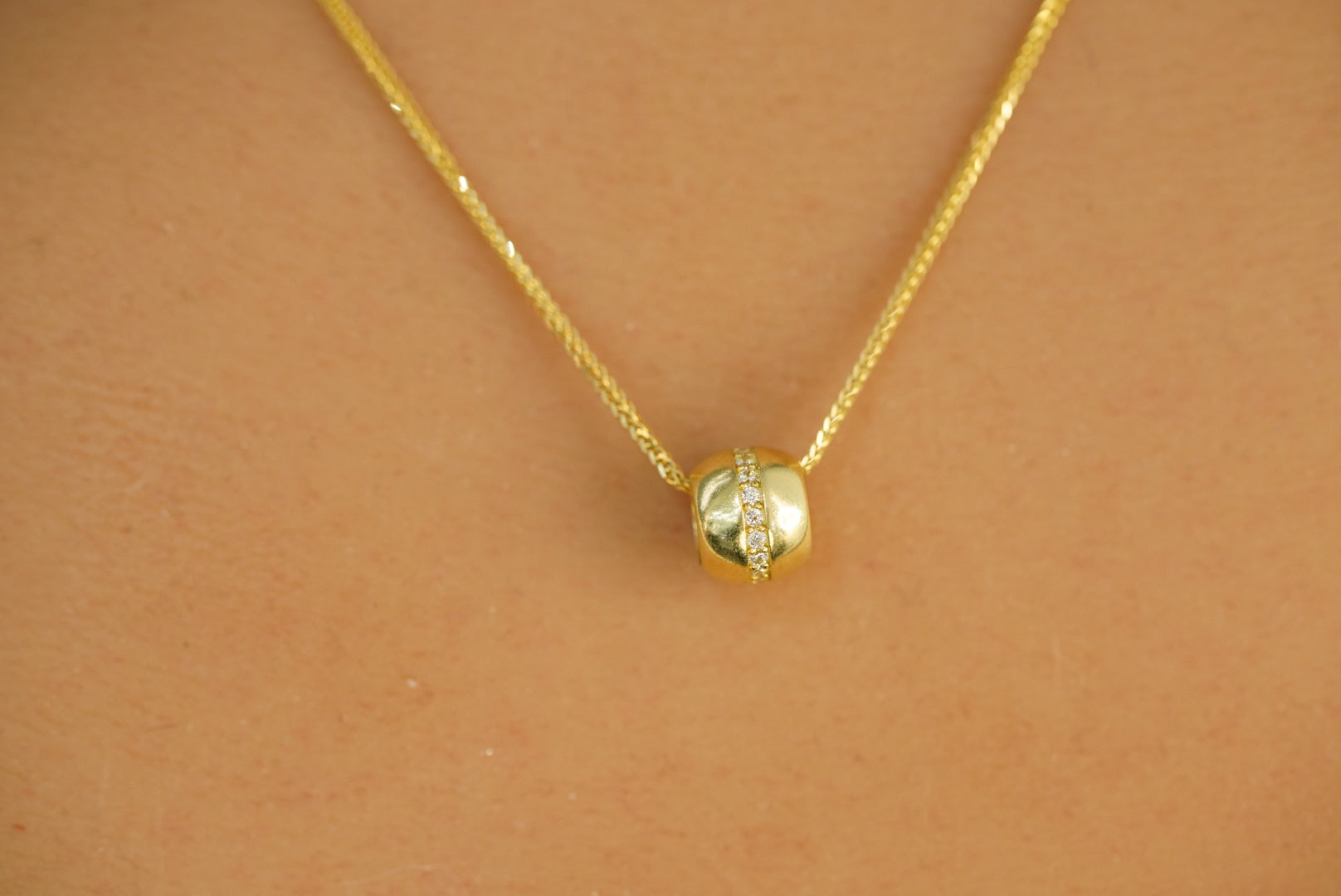 10k Crystal Line Ball Necklace