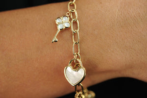 14k Heart and Key Bracelet