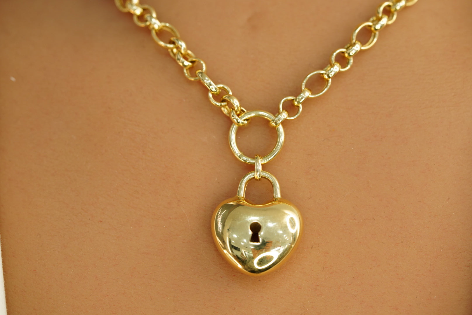 14k Lock Heart Necklace