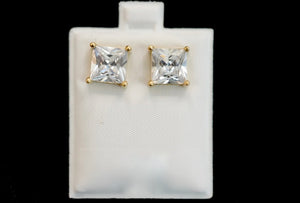 10k Square Crystal Stone Earring