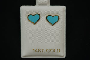 14k Blue Heart Stud Earring