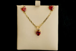 Set or Single Heart Red Passion Crystal Earring, Pendant and Chain