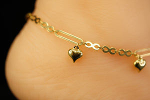 14k Infinity Hearts Anklet