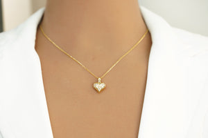 18k Chain with Heart Pendant and Butterfly Earrings