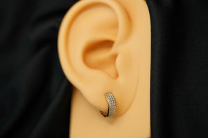 14k Little Huggies with Crystals and Yellow and White Gold