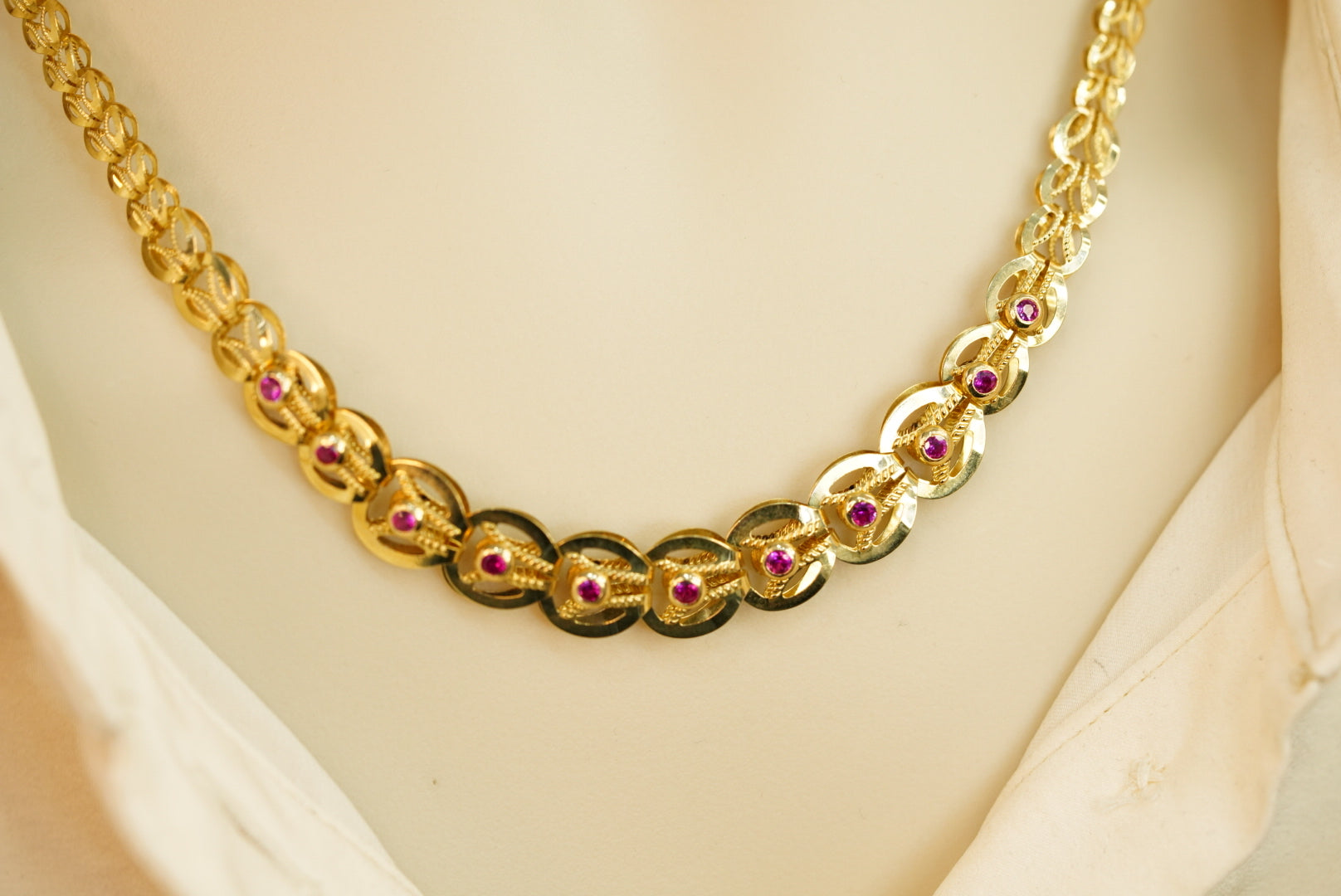 10k Reversible with White and Purple Crystal Necklace