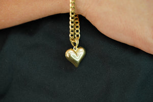 10k Heart Diamond Cut Bracelet