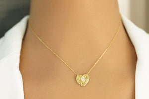 10k Heart Crystal Necklace